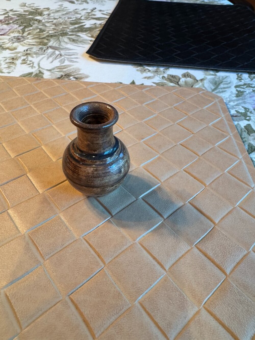 Miniature Handmade Ceramic Flower Vase Brown 2 1/4" High
